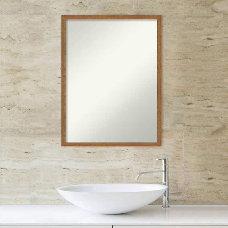 Non-Beveled Wood Bathroom Wall Mirror - Carlisle Blonde Narrow Frame