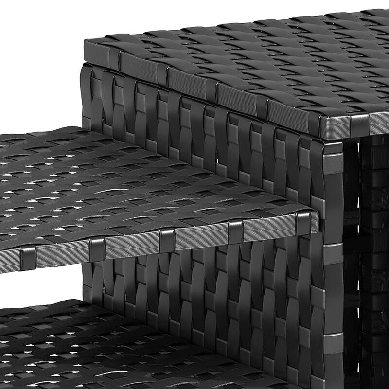 Rattan Wicker Outdoor Patio Pool Storage Bin Cabinet w/ Shoe Rack