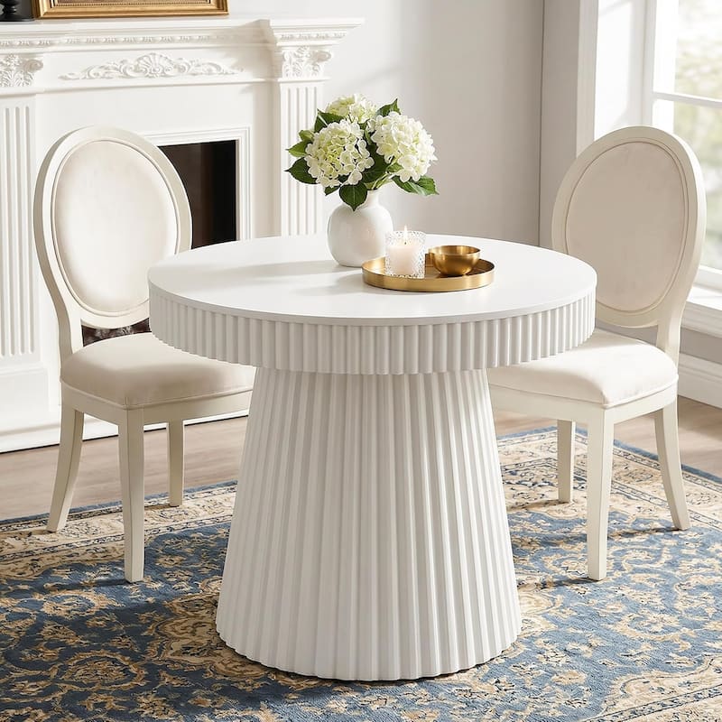 Small Dining Table, Modern Round Kitchen Table, 31.5" Circle Dining Tables for Kitchen, Dining Room, Living Room, Apartment - White
