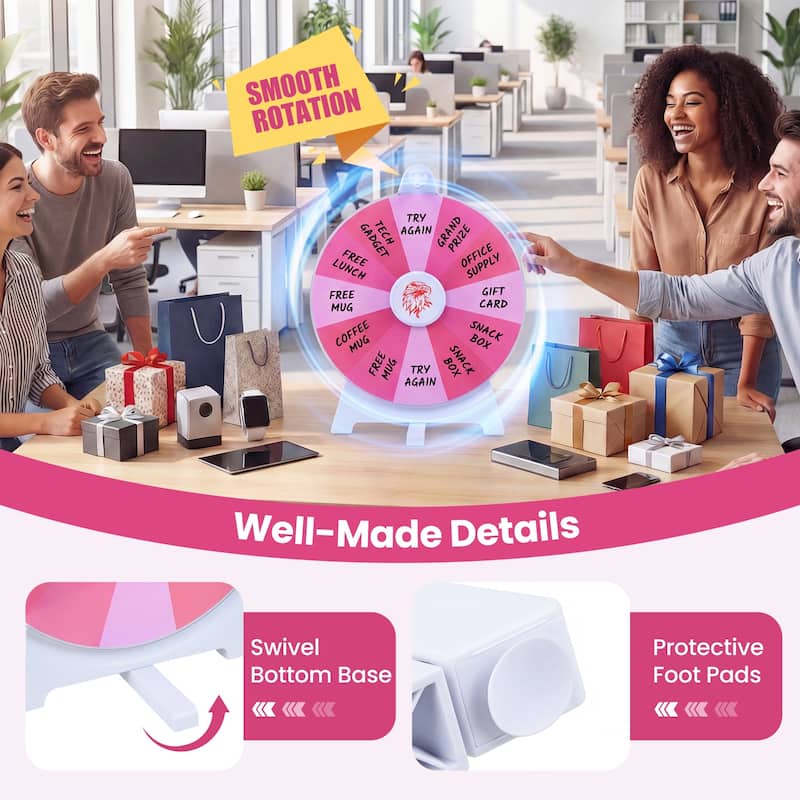 Gymax Spinning Prize Wheel 14 Slots Spin Wheel w/Blackboard Marker