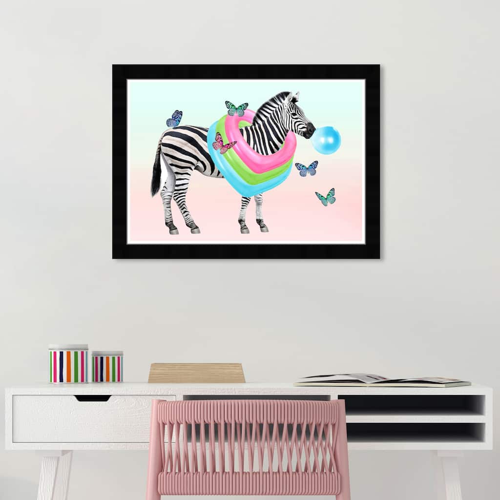 Wynwood Studio Prints Animals Zebra Bright Fun Blue and Cyan Bohemian & Eclectic Wall Art Canvas Print