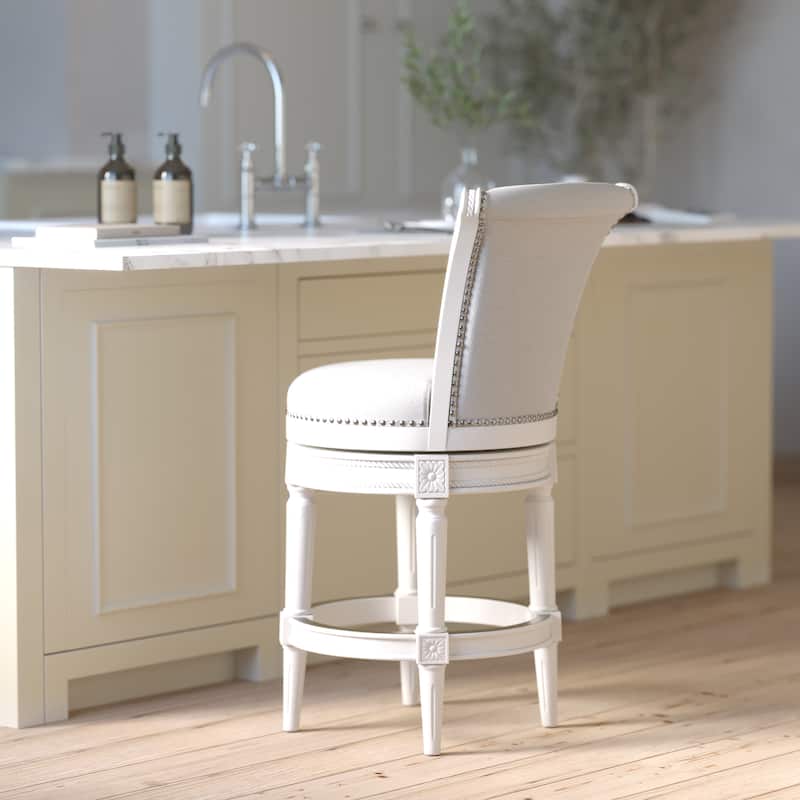 NewRidge Home Goods Chapman Counter Height 26in. Swivel Barstool, Farmhouse White