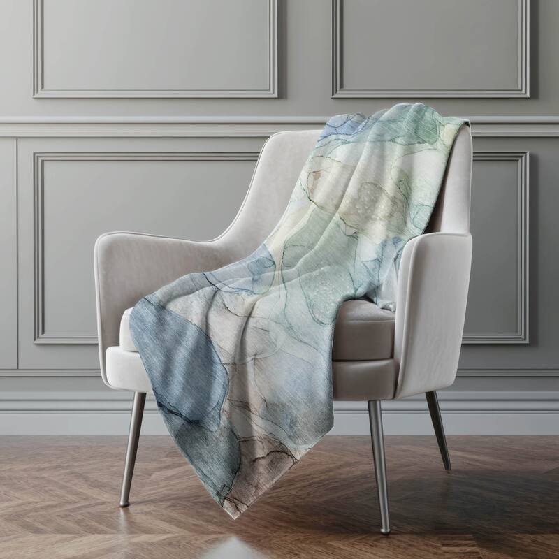 Premium Machine Washable Abstract Contemporary Sherpa Throw Blanket - Blue - 4'2" x 5'10"