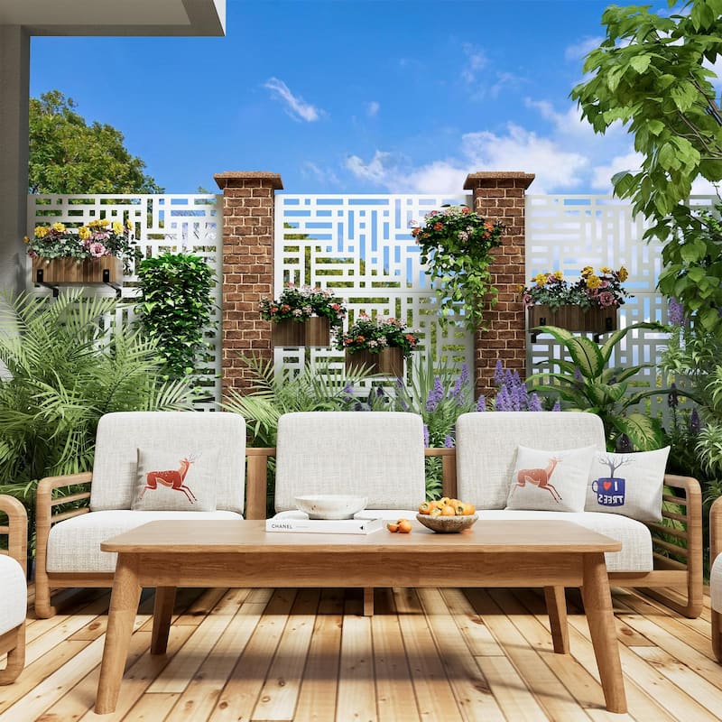 6 ft. H x 4 ft. Metal Privacy Screen Free Standing - 72*47 - White