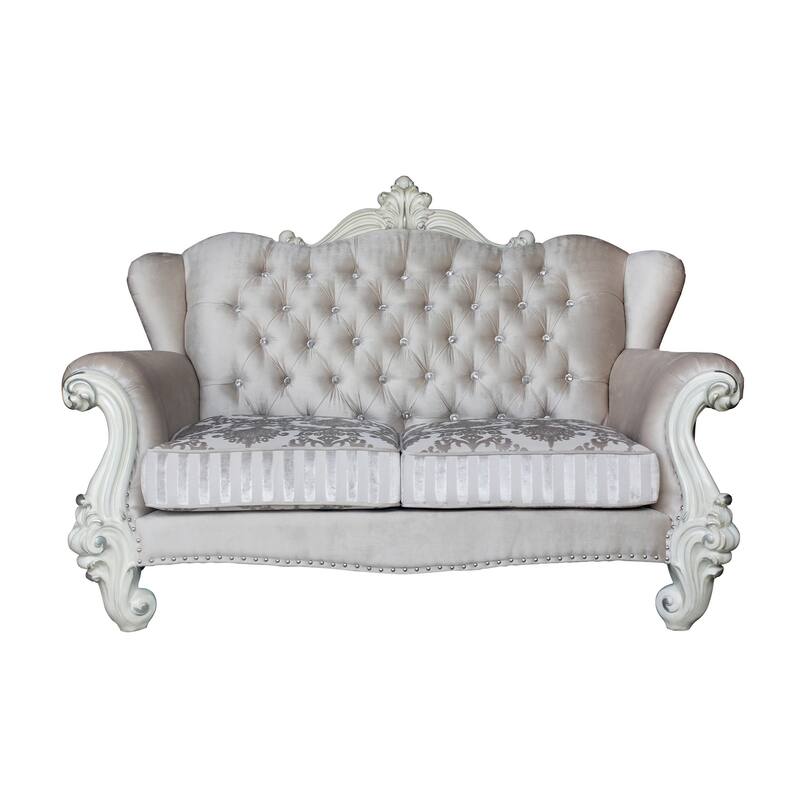 Calvert Ivory and Bone White Loveseat with Wingback
