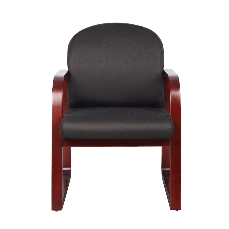 Cain Guest Chair with Molded Mahogany Wood Frame, Black Task Fabric