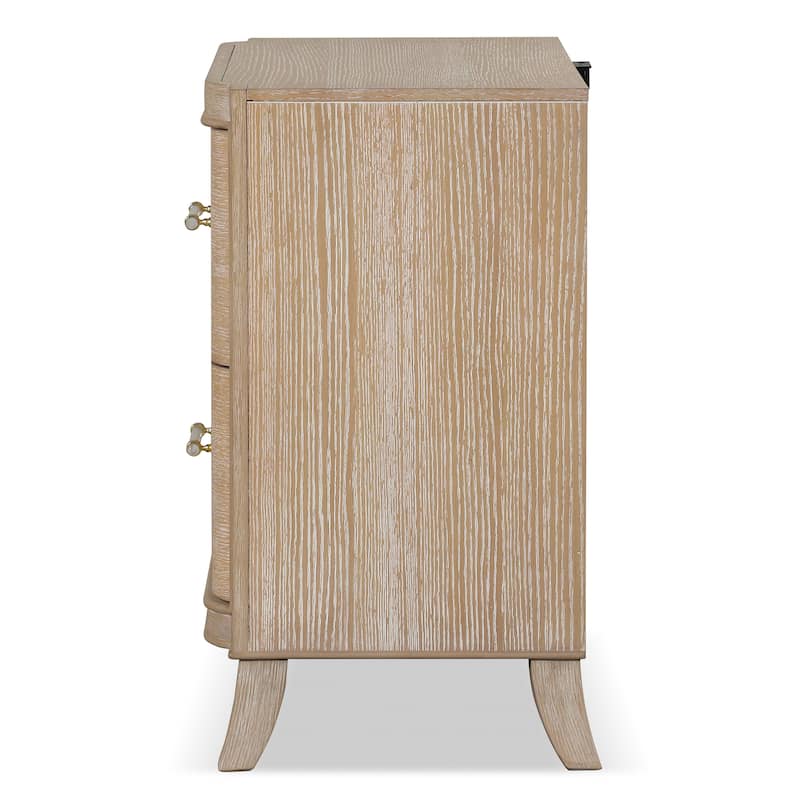 Furniture of America Kian Modern 3-Piece Natural Oak Solid Wood Chest and 2 Nightstand Bedroom Set