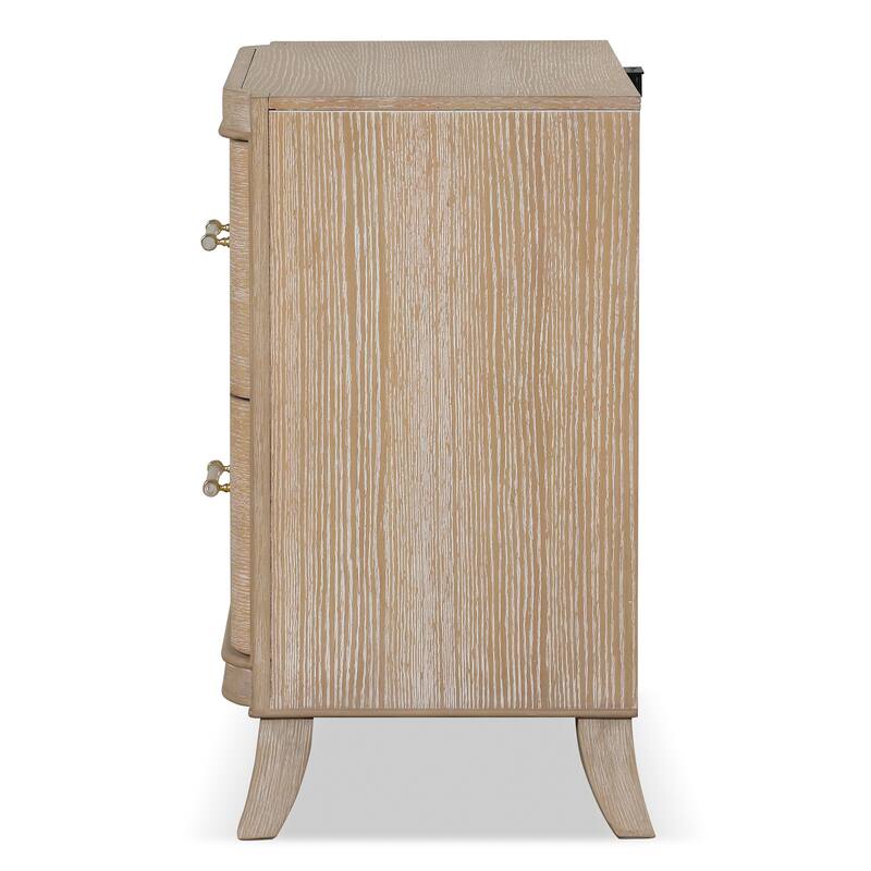 Furniture of America Kian Modern 3-Piece Natural Oak Solid Wood Dresser and 2 Nightstand Bedroom Set