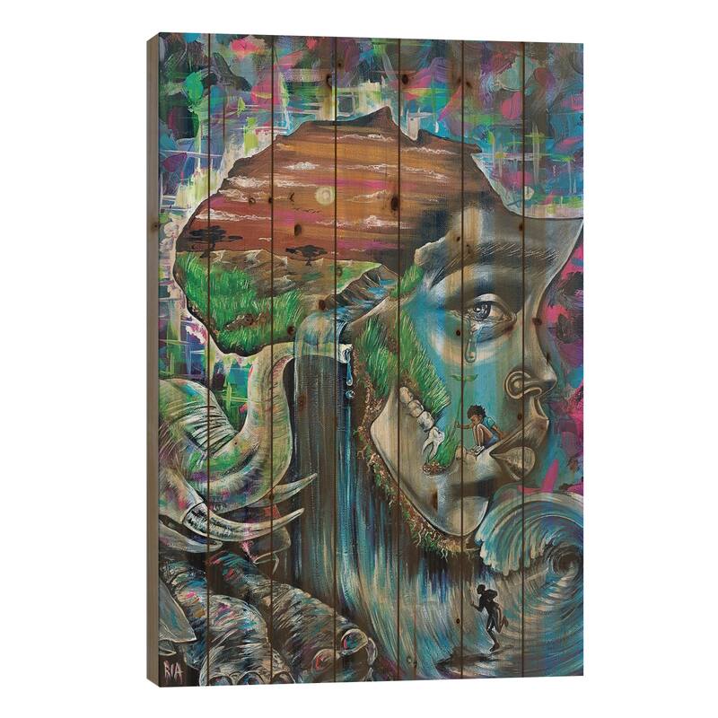 Our History Print On Wood by Artist Ria - Multi-Color - 26x18x1.5