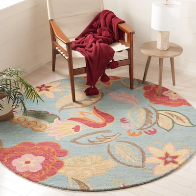 SAFAVIEH Handmade Blossom Blue Wool Area Rug