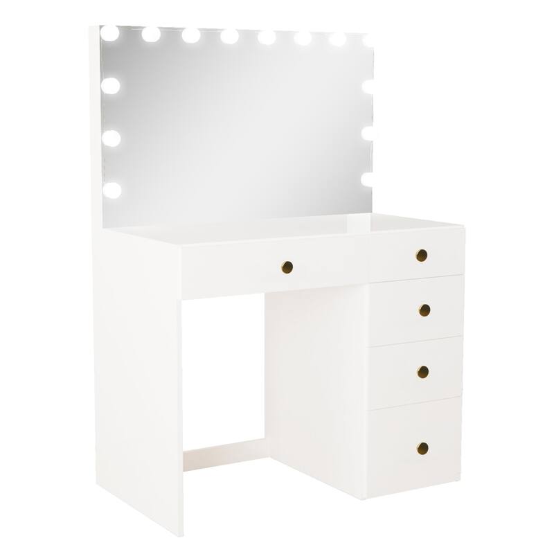 Boahaus Saranya Dressing Table, Light Bulbs, White