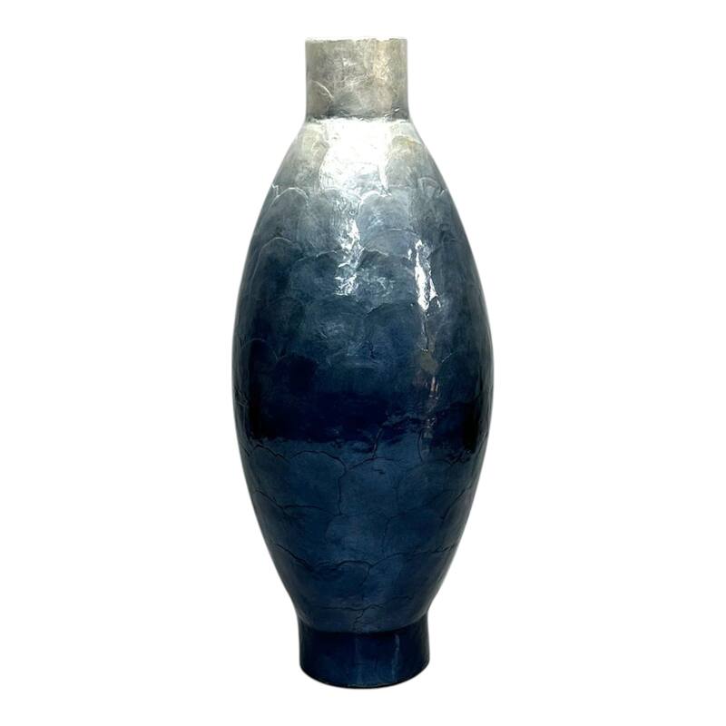 Wood Shell Decorative Vase Modern Coastal Design Contemporary Accents - 10.25" x 10.25" x 24"