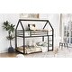 preview thumbnail 3 of 26, Twin House Bunk Bed with Slide, Ladder, and Guardrails, Metal Frame, Black