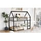 preview thumbnail 3 of 26, Twin over Twin House Bunk Bed with Built-in Ladder House Shaped Metal Floor Bunk Beds w/Length Guardrail, No Box Spring Needed