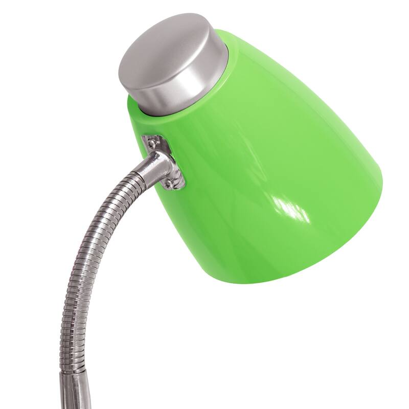 18.5 in. Chrome Finish Table Lamp with Green Shade, Desk Lamp for Writing and Computer Desks