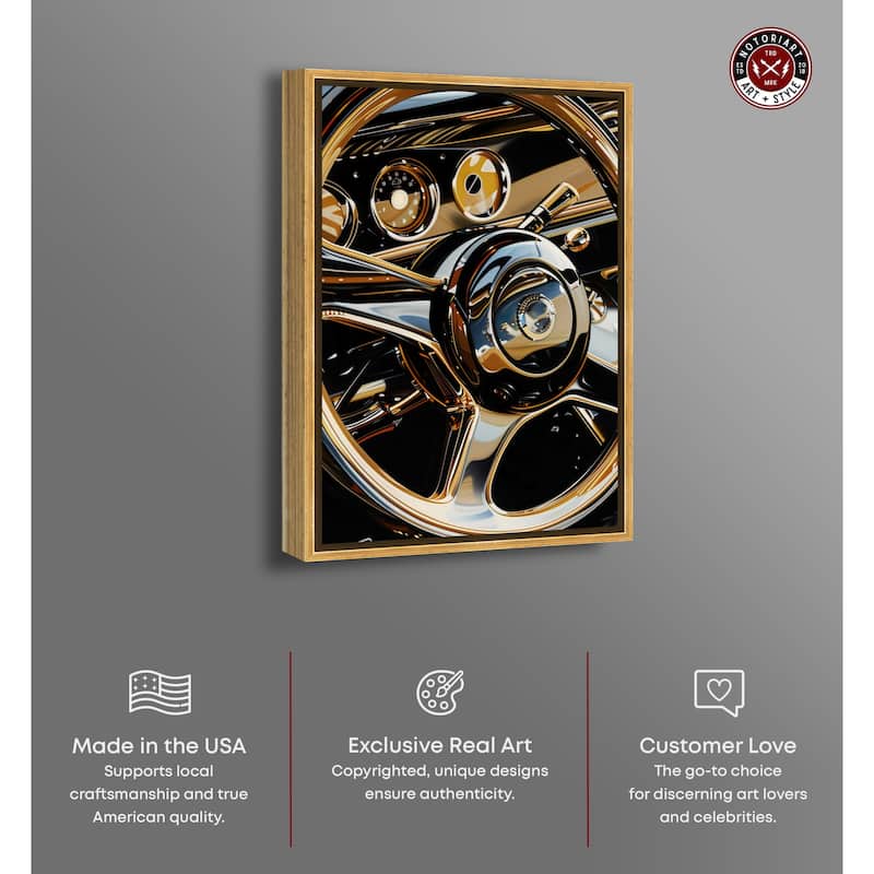 Notoriart Elegant Steering Wheel Framed Car 1 Piece Canvas Wall Art