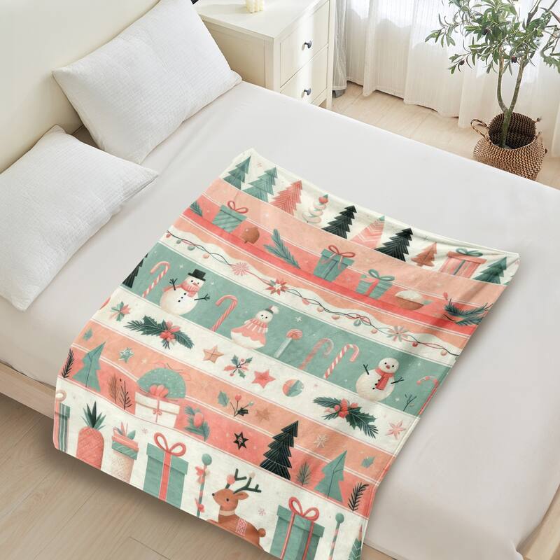Christmas Throw Blanket Holiday Xmas Gift Fleece Blanket