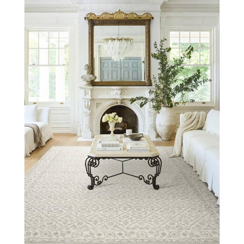Nabela Noor Home x Livabliss Maan Traditional Area Rug - 9'1" x 12' - Grey/Off-White