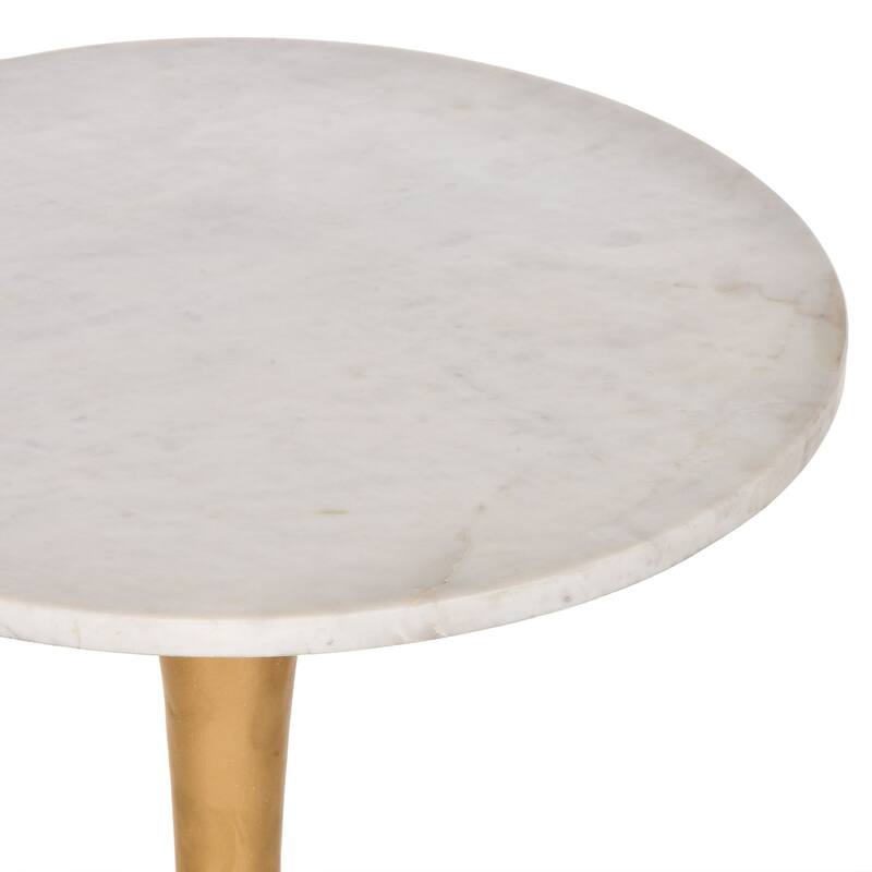 Marble Top Accent Table - 24" - White and Antique Gold