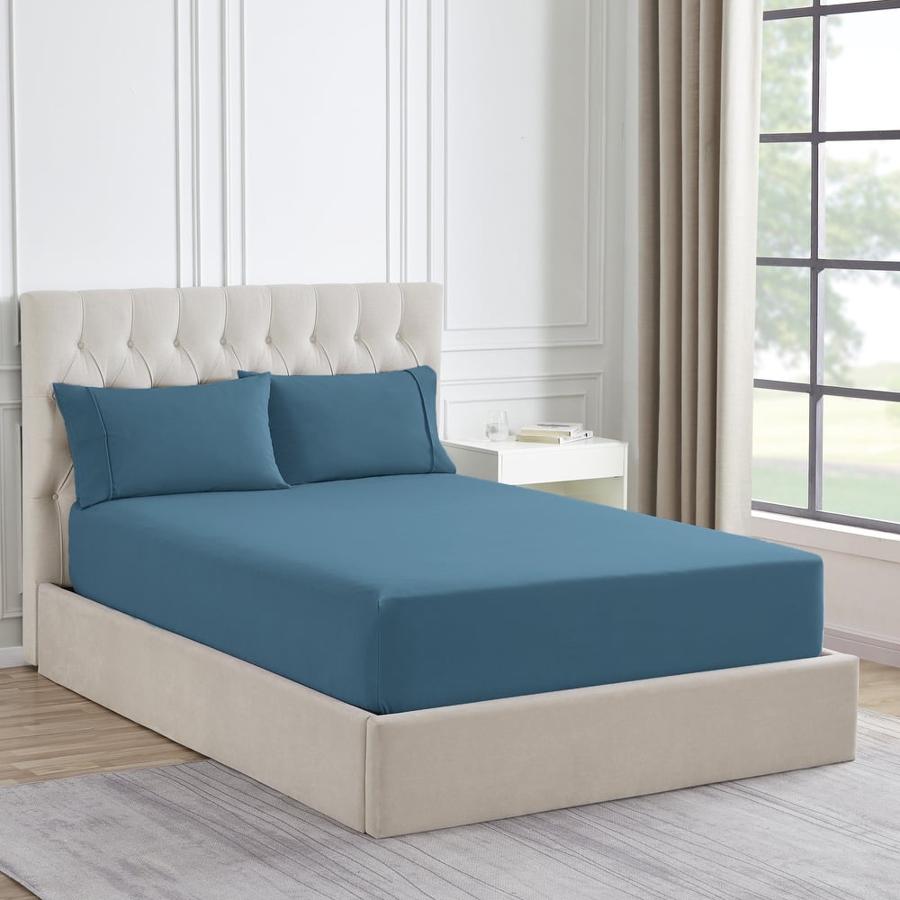 Sweet Home Collection Solid Flannel Fitted Sheet, Bottom Sheets with Built in Sheet Straps