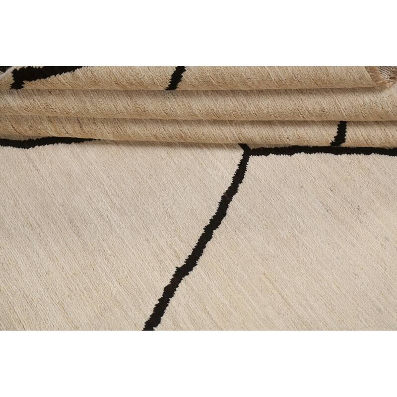 Vegetable Dye Moroccan Contemporary Area Rug Hand-knotted Wool Carpet - 6'5" x 9'9"