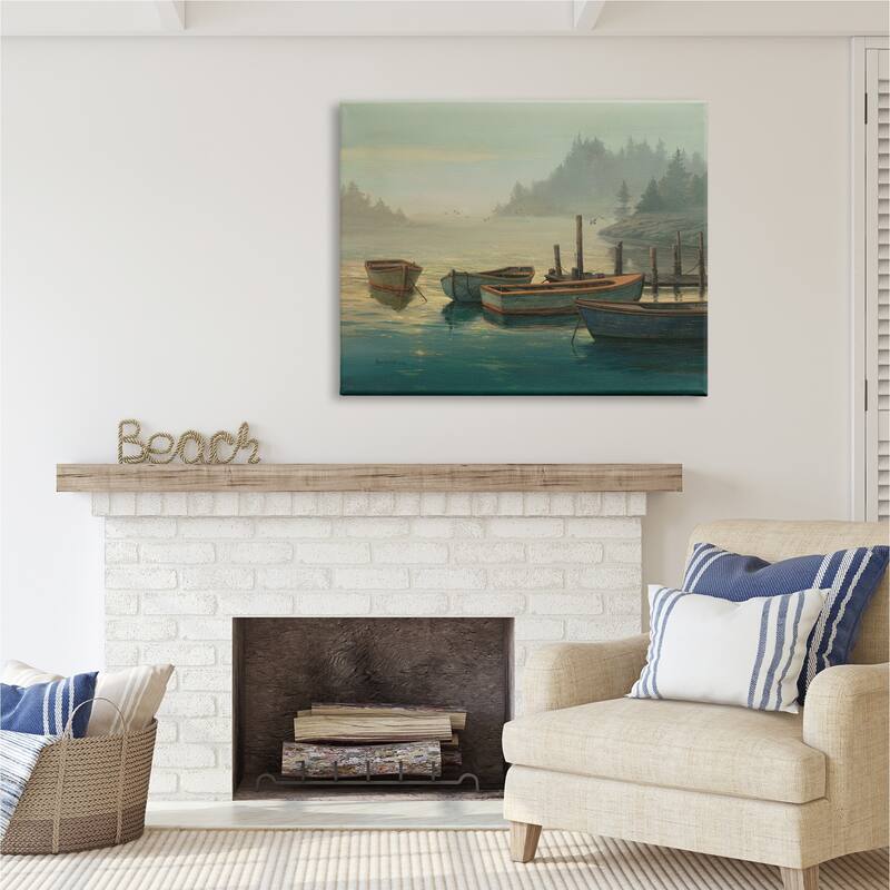 Stupell Docked Boats Landscape Canvas Wall Art Design by Michael Humphries