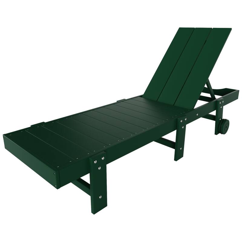 Shoreside Modern Poly Eco-Friendly All Weather Reclining Chaise Lounge With Wheels