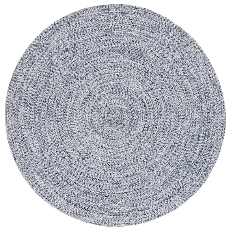 SAFAVIEH Handmade Braided Anthi Casual Rug - 3' Round - Dark Blue/Ivory
