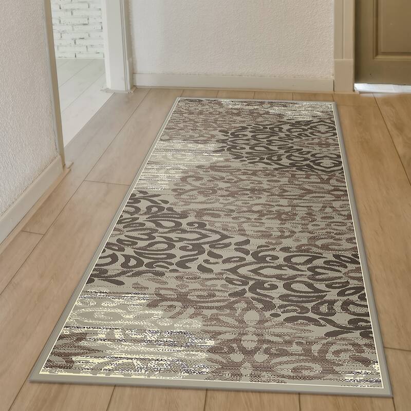 Admire Home Living Plaza Modern Abstract Damask Pattern Area Rug