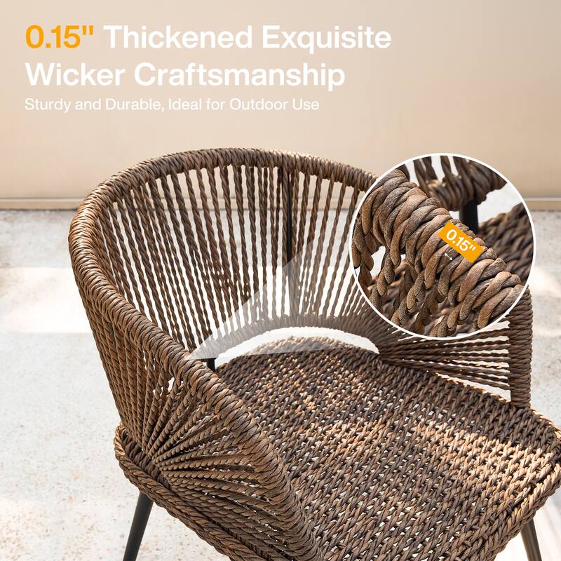 4-Person Outdoor Wicker Patio Conversation Seating Set with Coffee Table, Weather-Resistant Cushions