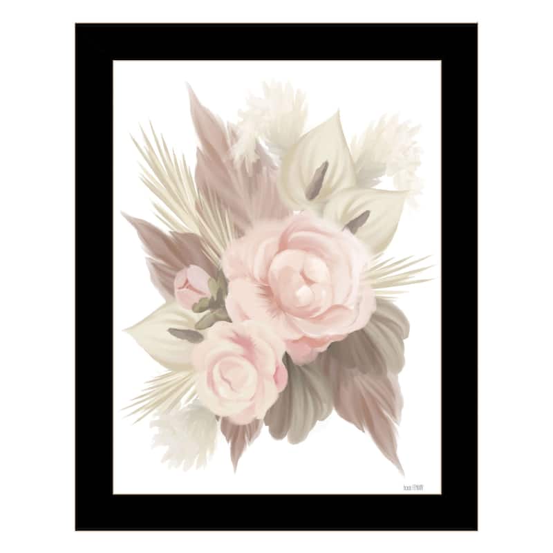 TrendyDecor4U Contemporary "BOHEMIAN BOUQUET" Framed Print Wall Art - Black
