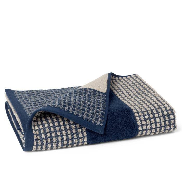 JUNA Check Towels, Dark Blue/Sand