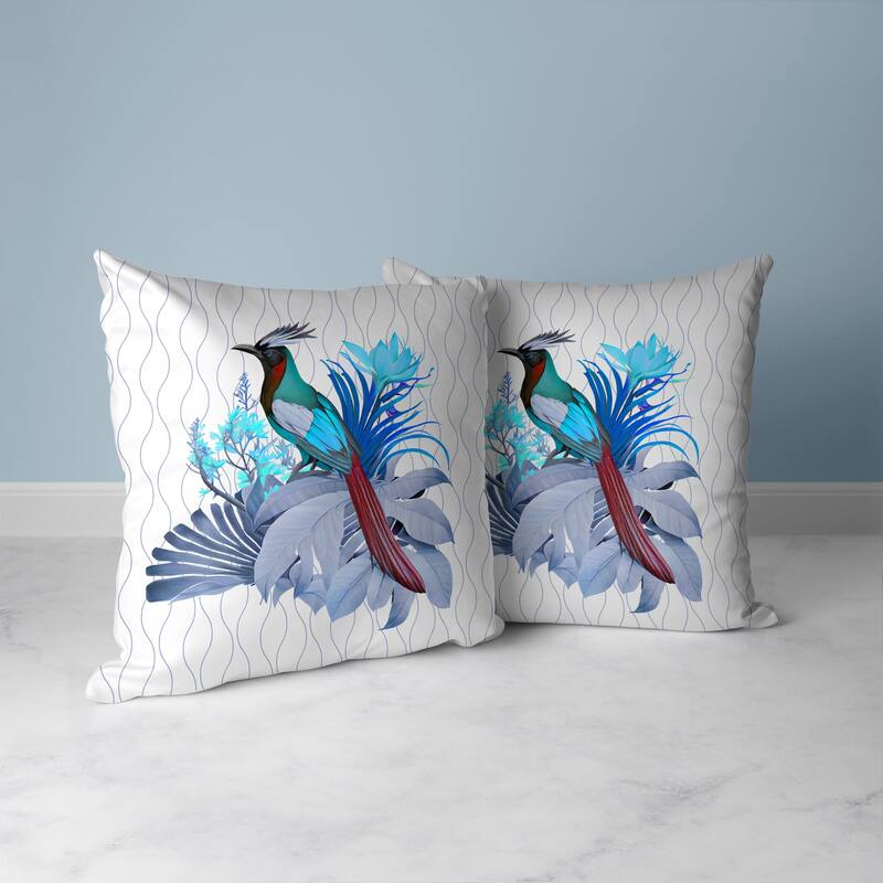 Woodland Flyers Faux Suede Reversible Throw Pillow White and Blue