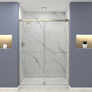 Brooklyn 60 in. W x 80 in. H Sliding Frameless Shower Door with Low ...