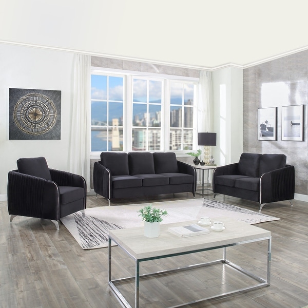 Hathaway Black Velvet Modern Chic Sofa Couch On Sale Bed Bath