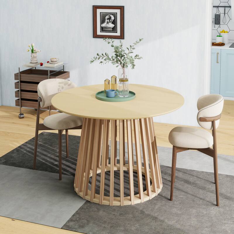 Roomfitters Round Dining Table, Modern Black Pedestal Base, Small Kitchen or Dining Room Table for 2-4 People