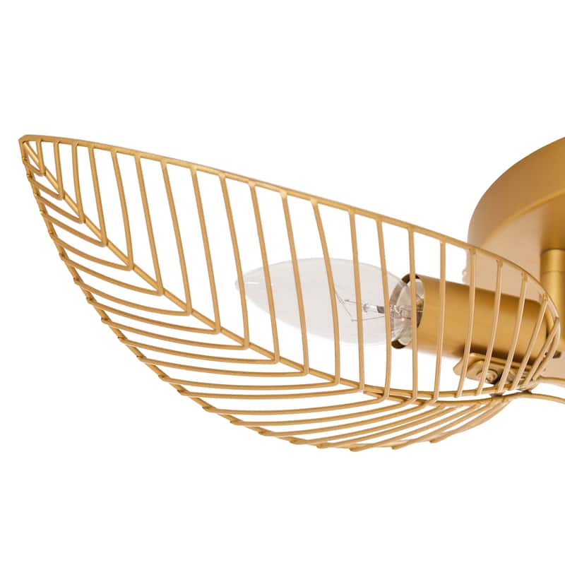 Malachi River of Goods Gold Metal Triple Leaf Shade 24-Inch Ceiling Light - 24" x 24" x 5.25"