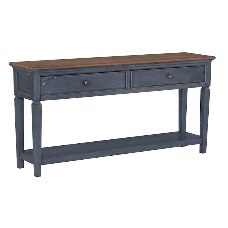 Bridgevine Home Americana 60 inch Sofa Table, No Assembly Required, Corduroy Blue Finish