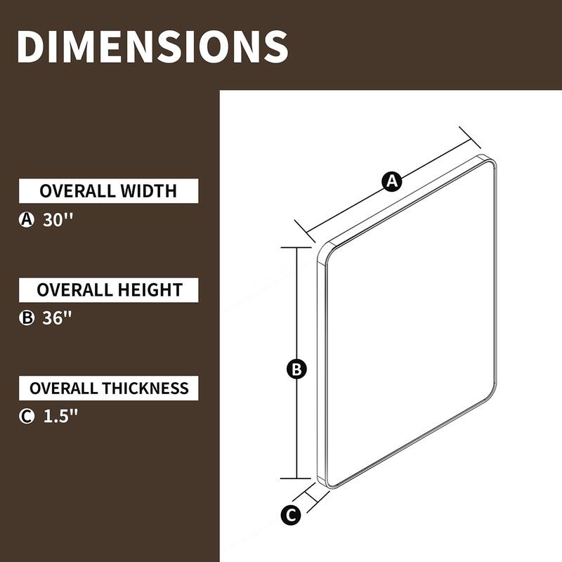 24/30/42/48/60 inch Rectangle Frameless Wall Mounted Bathroom Vanity Mirror