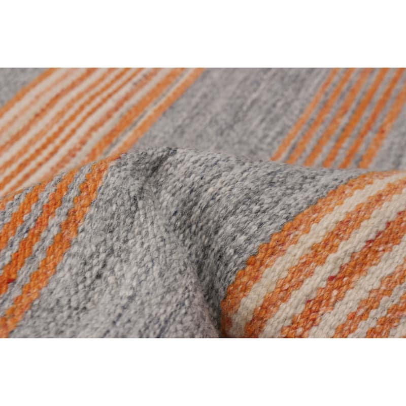 Ankara FW Grey, Orange Kilim 5'0" x 8'1" - 5'0 x 8'1
