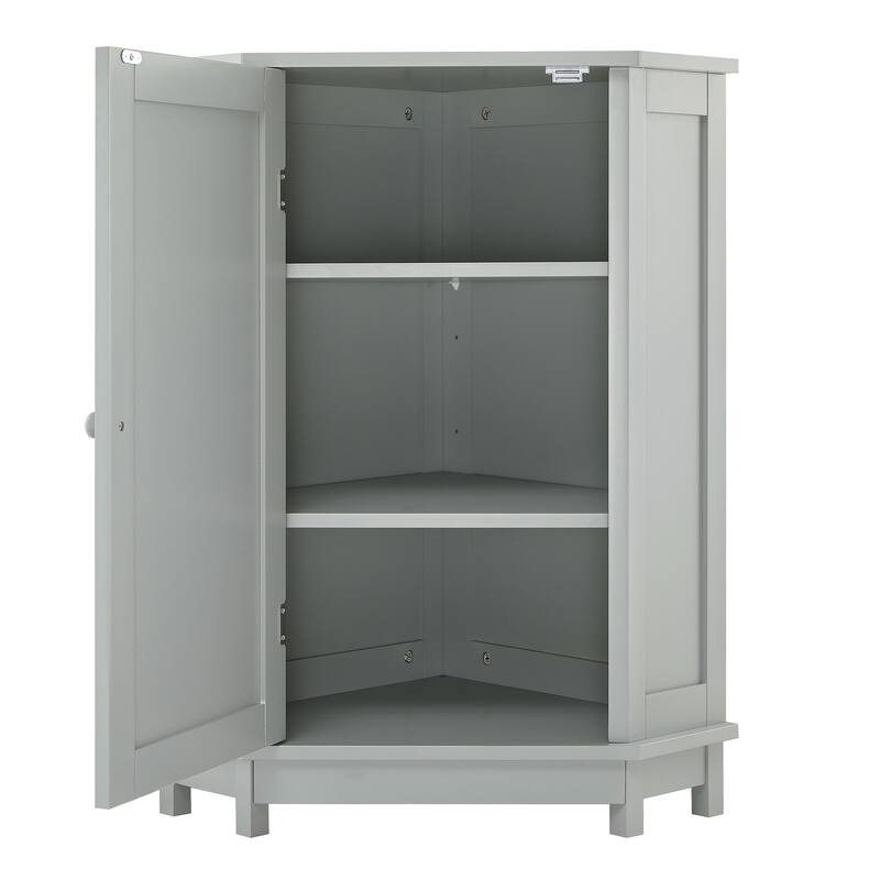 Bathroom Cabinet Triangle Corner Storage Cabinet with Adjustable Shelf Modern Style MDF Board