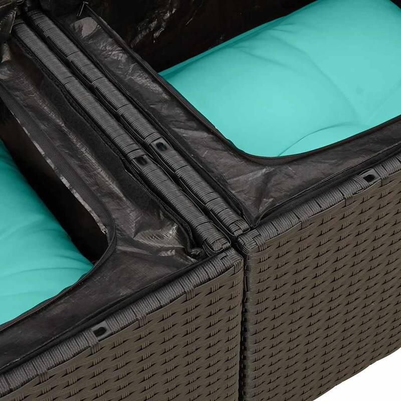 vidaXL Patio Sofa Set with Cushions Outdoor Conversation Furniture Poly Rattan - 21.7" x 24.4" x 27.2"