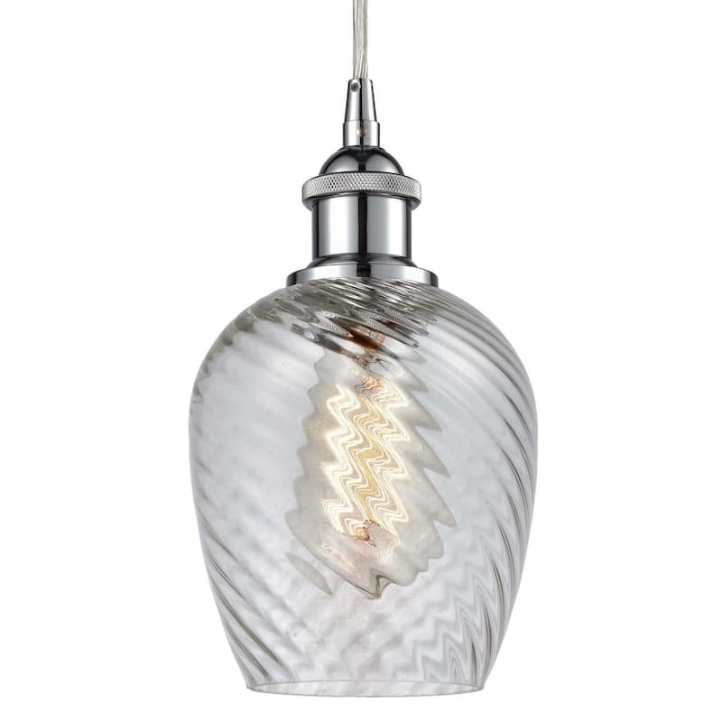 Innovations Lighting Salina Single Light 5" Wide Mini Pendant - Polished Chrome / Clear Spiral Fluted