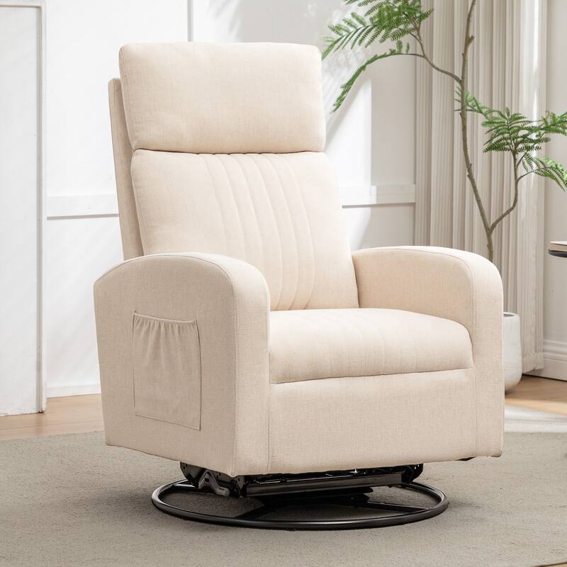 HOMYKA Swivel Glider Rocker Accent Chair for Nursery with Side Pocket