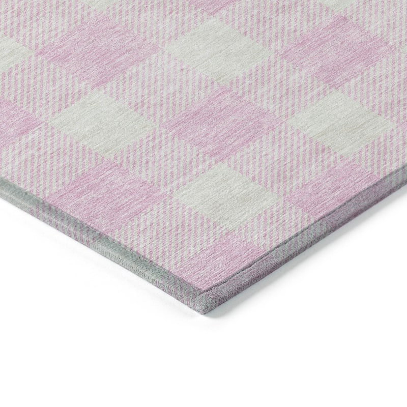 Machine Washable Indoor/ Outdoor Chantille Plaid Rug