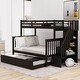 preview thumbnail 3 of 46, Twin-Over-Full Bunk Bed with Twin size Trundle, Storage and Guard Rail for Bedroom, Dorm, for Adults
