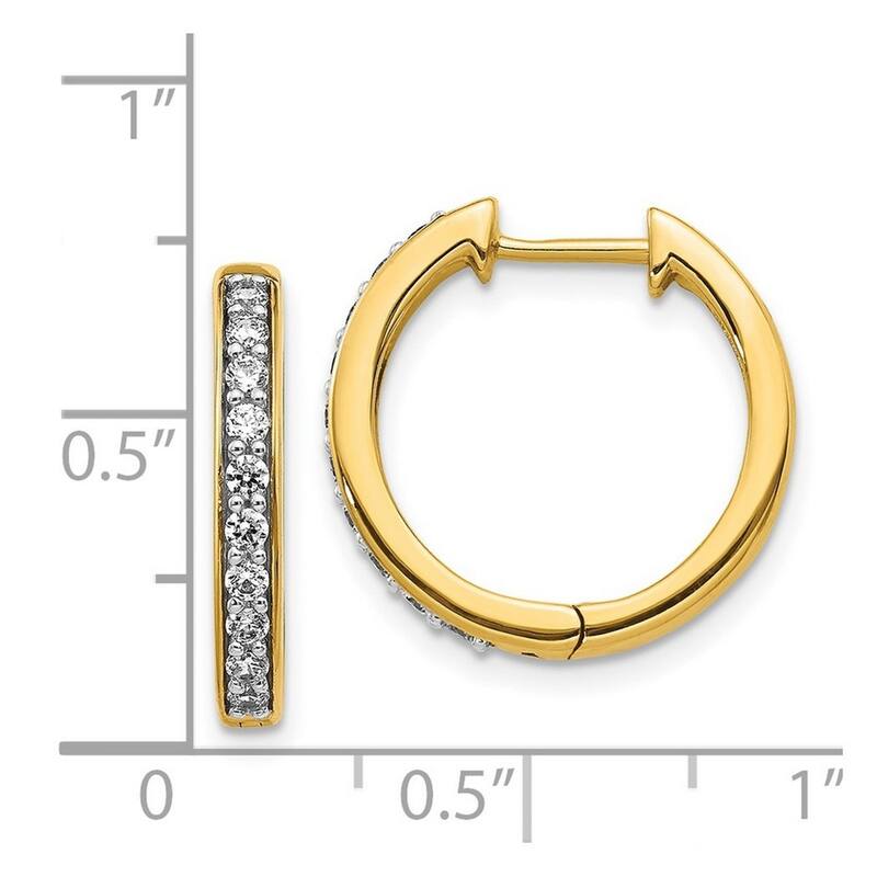 Curata 14k Yellow Gold Diamond Hoop Earrings - 16x17mm Wide 2mm Thick