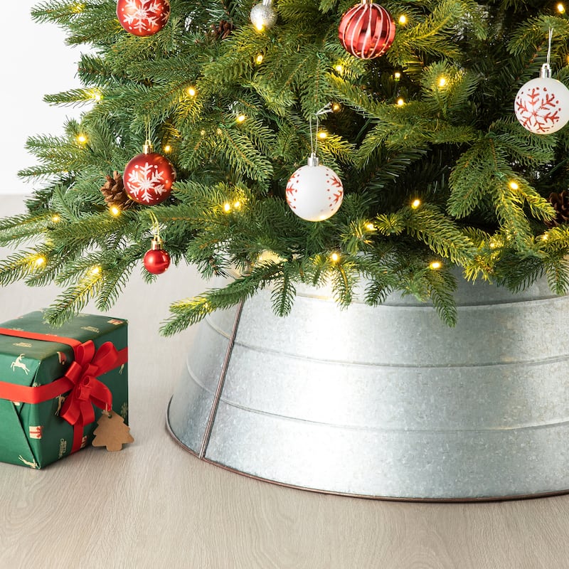Glitzhome 22"D/26"D Christmas Classic Galvanized Metal Tree Collars
