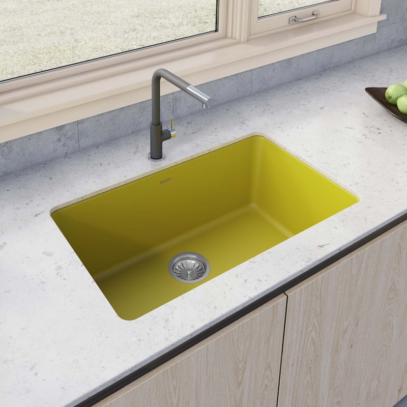 Ruvati 30-inch Fireclay Undermount / Drop-in Topmount Kitchen Sink Single Bowl - Yellow - RVL3030YL - 30" x 18"