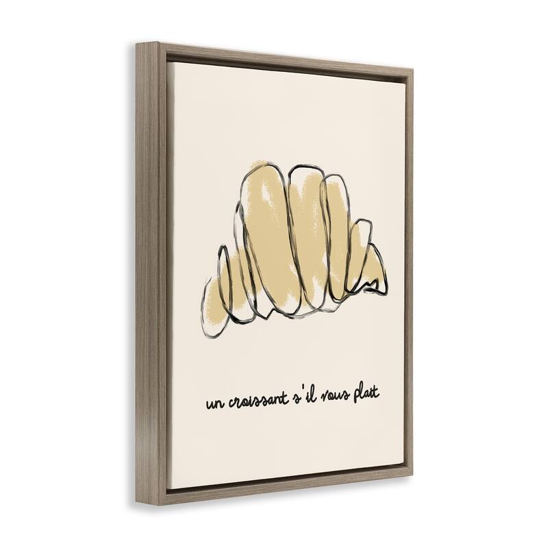 Stupell Modern French Phrase Croissant Framed Floater Canvas Wall Art Design By Lil' Rue